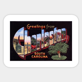 Greetings from Charleston, South Carolina - Vintage Large Letter Postcard Sticker